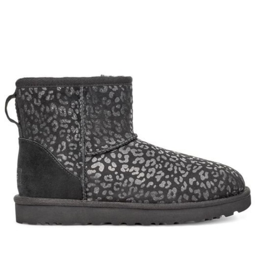 UGG Classic Mini Black Snow Leopard Booties - Picture 2 of 4